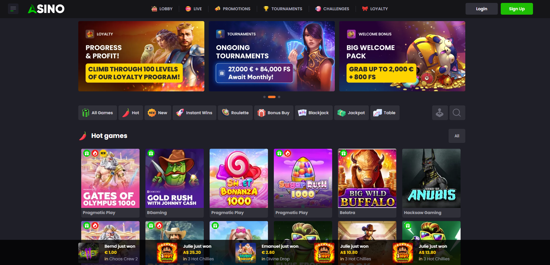 DonBet Casino interface