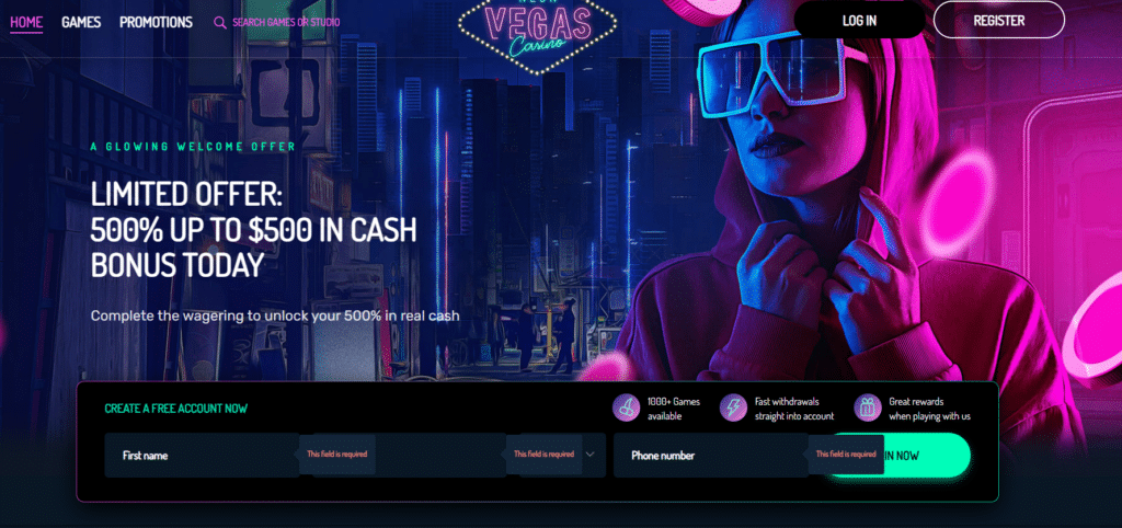 NeonVegas interface