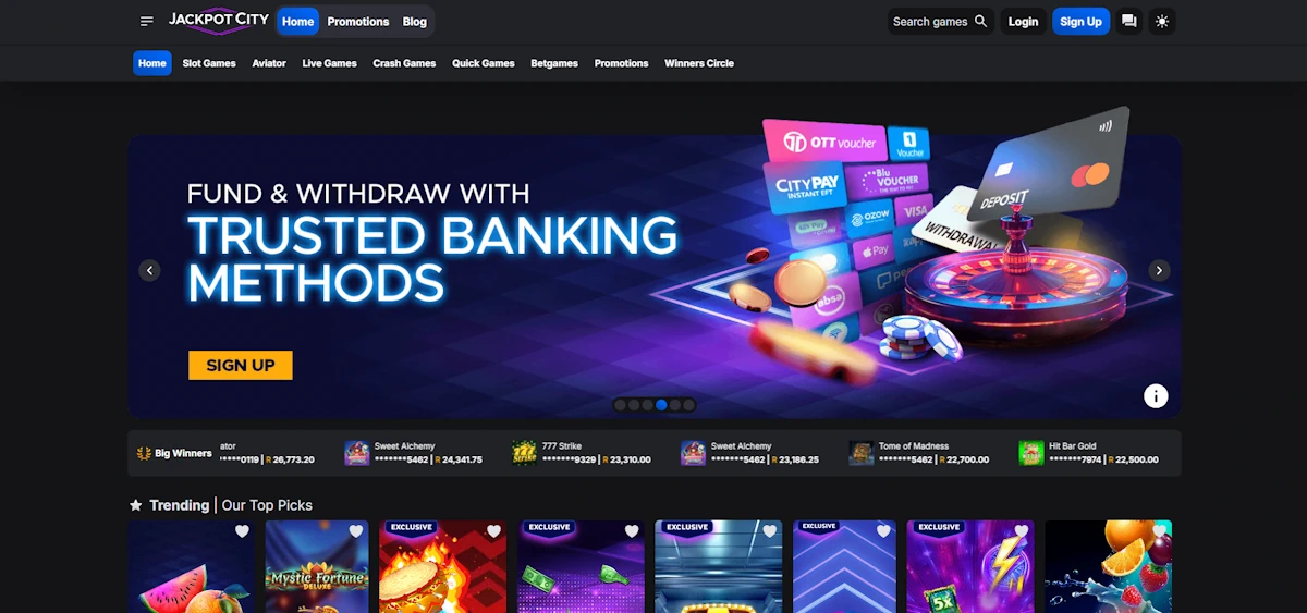 Jackpot City interface